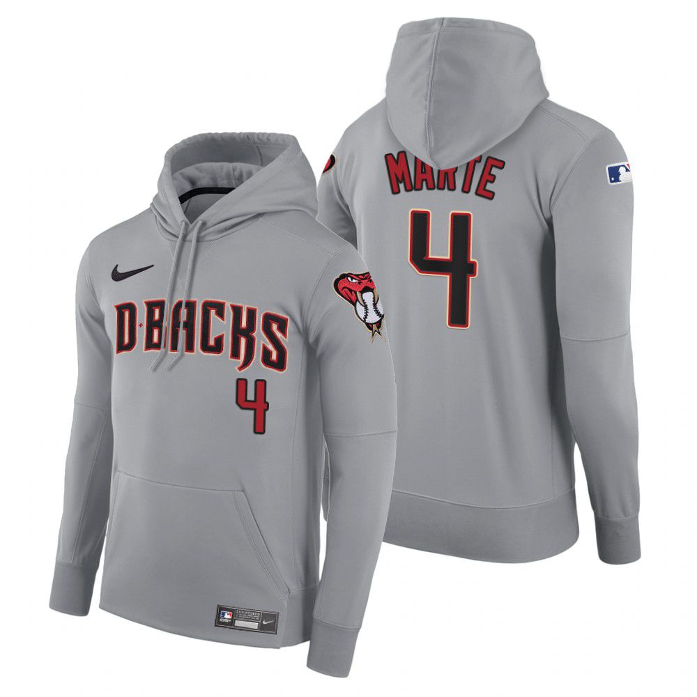 Men Arizona Diamondback #4 Marte gray road hoodie 2021 MLB Nike Jerseys